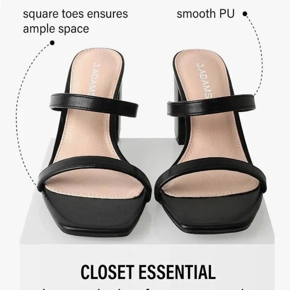 Elegant Black Women's Block Heels - Picture 10 of 10
